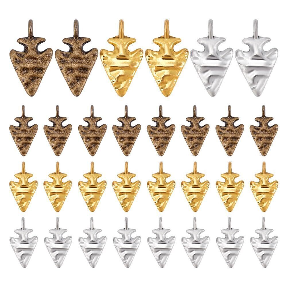 7835 30Pcs Arrowhead Charms 3 Colors Tibetan Style Alloy Pendants Native